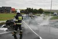 Pożar samochodu w Fałkowie