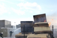 Pożar na terenie magazynu wełny kamiennej w Trzemesznie
