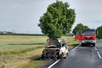 Pożar samochodu w okolicach Żydowa