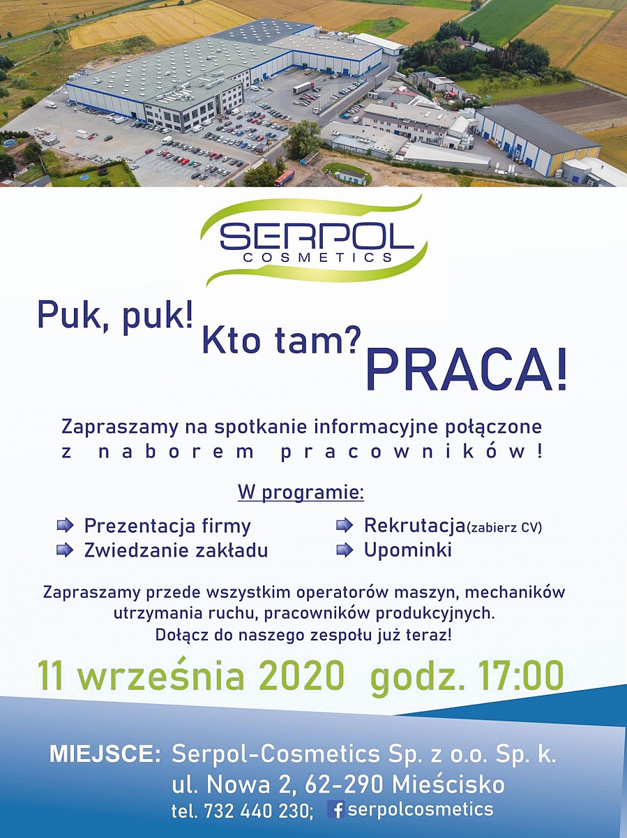 Spotkanie informacyjne i nabór pracowników do Serpol Cosmetics
