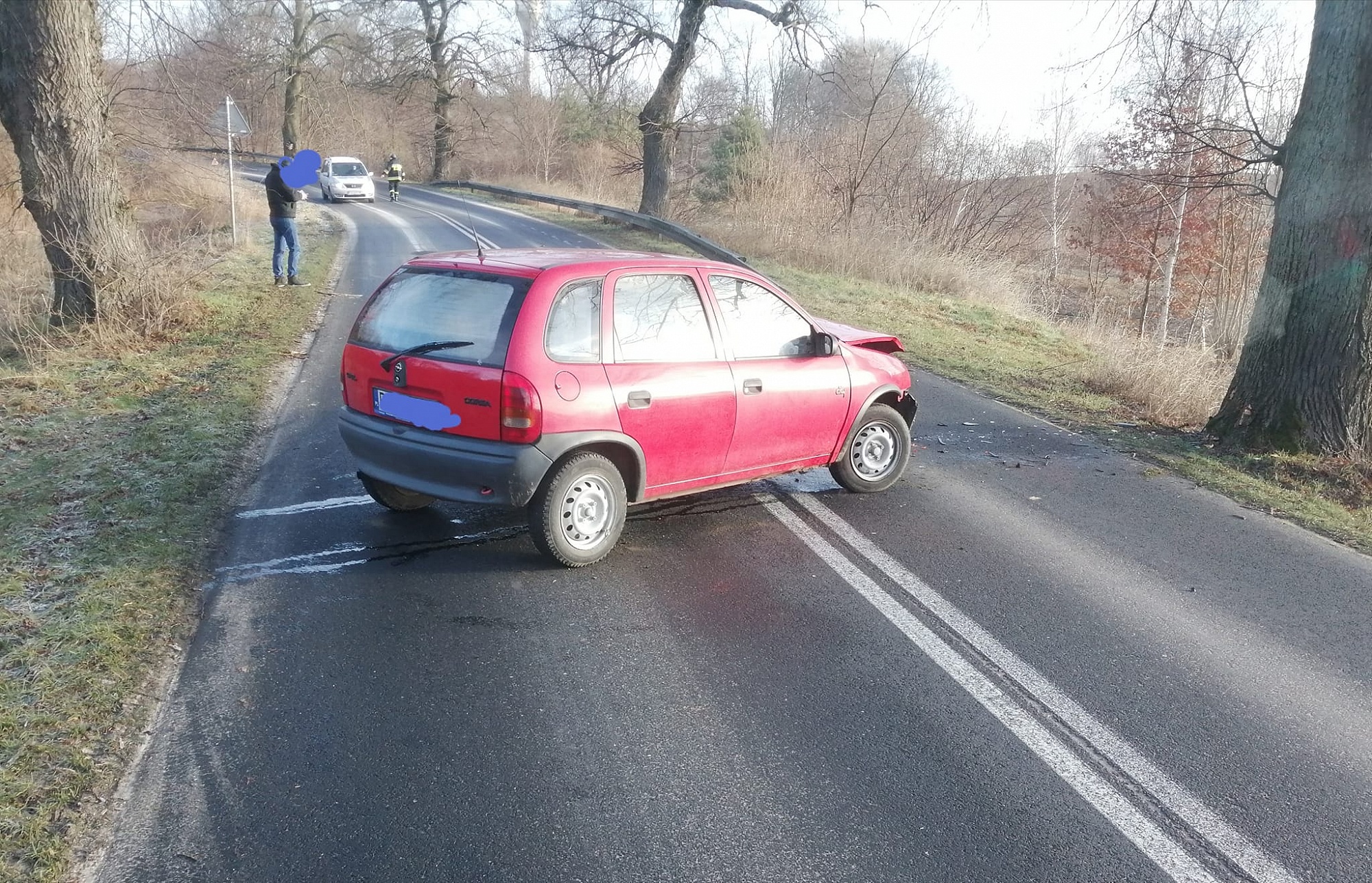 Opel uderzył w przydrożne drzewo